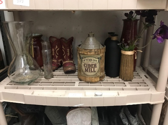 Shelf of ceramic decorations & vases