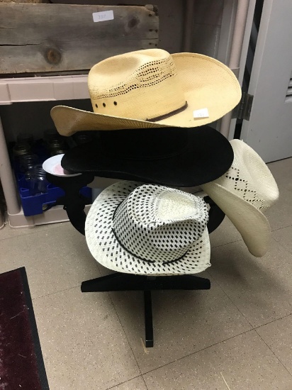 (4)Cowboy Hats & Hat Tree