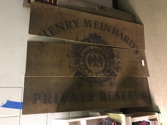 Three panel Henry Weinhardâ€˜s beer advertisement sign
