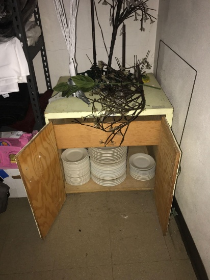 Single drawer double door cabinet and contents