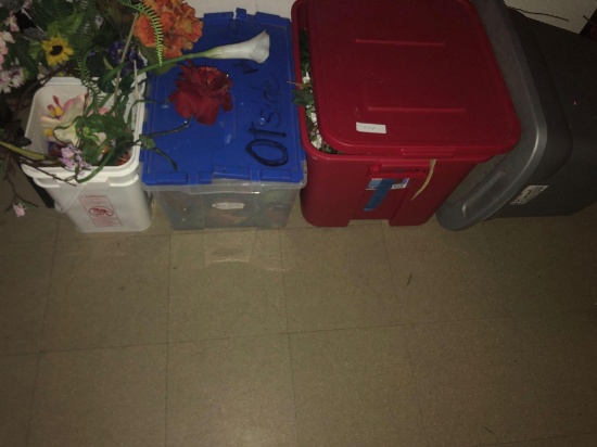 Assortment of faux flowers and decorations