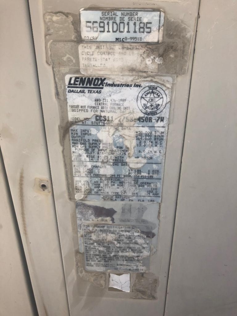 read lennox serial number read lennox serial number