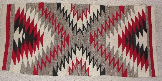 Navajo ganado rug circa 1920's, 26" x 56"