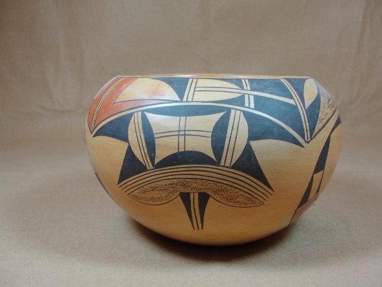 Bertha Tungobia, Polocca Southwest Pottery Bowl, AZ - Marked "Tewa" - 6 1/2" Dia.