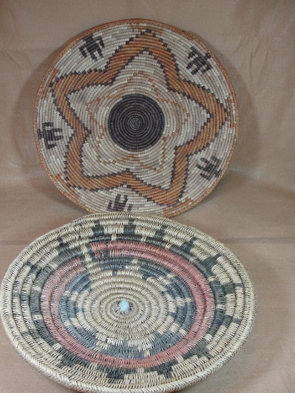 Navajo basket (forefront of photo), Pakistani basket (back of photo)