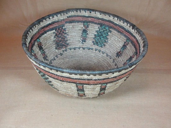 Round Open Basket Multi-Color Pattern - 12" Diameter