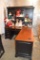 Aspen Furniture L-Shaped Desk & Upper Glass Front Illuminated Cabinet w/ Matching 2-Drawer File