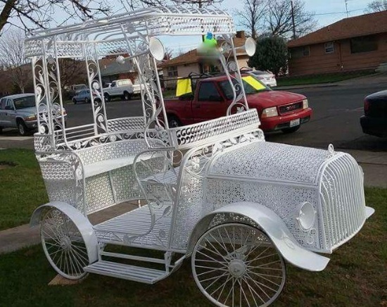 Custom Made Metal Car w/ Floral Decorations For Photography or Decoration