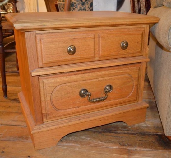 Oak Two Drawer Night Stand