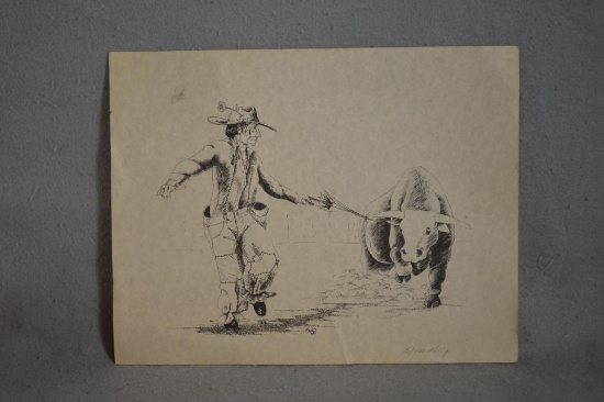 Unframed Rodeo Clown Print signed Kelly 10 out 100