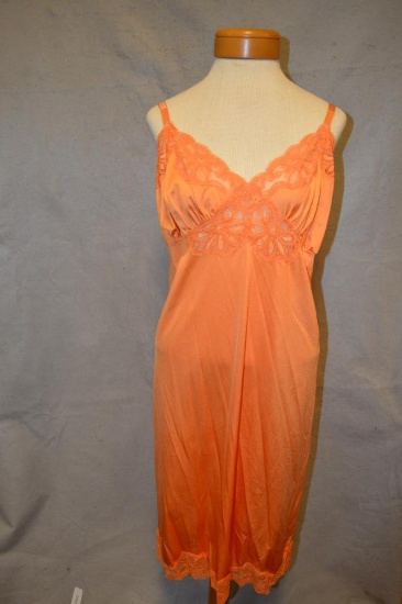 Pink Lace Dress with Fringe Details, Orange Underslip with Lace