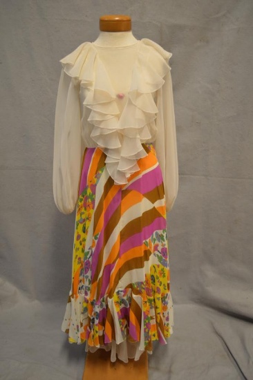 Vintage Floral Dress with Under Slip and Under Skirt