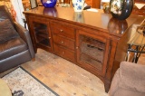 Mahogany Entertainment Center w/ Glass Front Cabinets