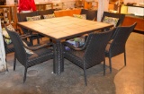 Mission Hills Tile Top Faux Wicker Patio Table & (8) Matching Chairs
