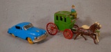 Vintage Horse Drawn Wagon & Vintage Tin Friction Car