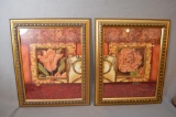 (2)Framed Floral Prints in Gilded Frames