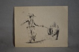 Unframed Rodeo Clown Print signed Kelly 10 out 100