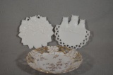 3 Piece Milk Glass and Decorative Plate