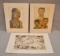 3 Works by Charles Moffat II Kassler, Two are Colored Sketches of African Natives.