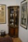 Drexel Heritage Et Cetera Oriental Illuminated Corner Cabinet w/ 3 Shelves, Glass Doors