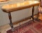 Walnut Entry Table Glass Top W/turned Legs