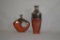 2 Pieces of Ceramic Decorative Art, Umarked, in Red/ Brown Glaze & Shining Tops, Larger is 15 1/2