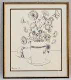 Ruth Fluno (American 1923-1974) Still Life Ink on Paper, signed 