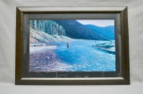 Adriennne Manocchi framed and matted print of man fishing in a stream