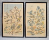 Pair of Japanese Scenic Prints, 20th Century. Framed. 31
