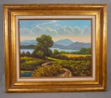 Scenic Oil Painting signed L. Mayer W/ Gilded Frame