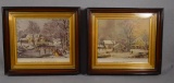 2 Framed Currier & Ives Reproductions
