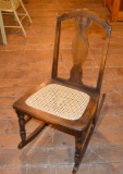 Walnut Rocking Chair w/ Caned Wicker Seat