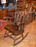 Walnut Hand Painted Rocking Chair W/ saddle Seat