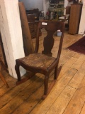 Antique Child's Rocking Chair W/ Cane Seat