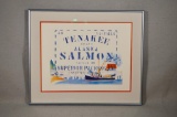 Tenakee Brand Salmon Framed Lithograph by Rie Munoz Signed Right Lower Margin Numbered 383/750