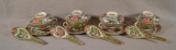 Coin Medallion Chinese Porcelain, 4 Covered Rice / Soup Bowls w/ Saucers & Spoons, Circa 1900