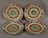 Coin Medallion Chinese Porcelain, Set of 4 Dinner Plates, 9 3/4
