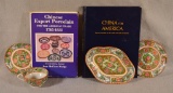 Coin Medallion Chinese Porcelain, Mixed Group of 5 pieces Chipped China & 2 Books on Export