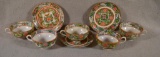 Coin Medallion Chinese Porcelain, Group of 5 Teacups & 3 Saucers. Circa 1900.