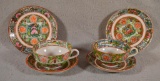 Coin Medallion Chinese Porcelain, Coin, 4 Cup & Saucers Sets. Circa 1900