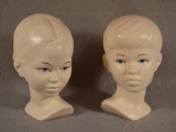 2 Cybis Figurines - Heads of Boy & Girl - Only Color is Eyebrows & Eyes - 7