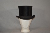 Antique Beaver Short Crop Top Hat w/ Locking Leather Hat box