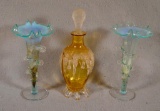 3 Colored Decorative Glass Items