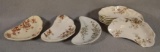 9 Brown & White Transferware Bone Dishes, 6 in Matching Pattern, Plus, 3 others
