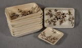 10 Pieces Brown & White Transfer, Wild Rose Pattern, 9 are 4 1/2