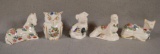 5 Aynsley Covered Boxes, Incl: Owl, Pig, Seal, Cat & Horse