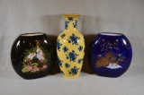 3 Decorative Vases in the Oriental Style. Modern. Largest is 18