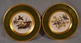 2 Pickard Porcelain Plates - Turkeys, 1973 & Mockingbirds, 1972 - 10 5/8