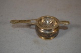 Silver Plate and Pewter Tea Strainer, Non Matching