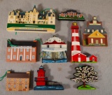 9 Assorted Shelia's Collectibles, Incl: North Carolina, Virginia - Largest is Biltmore House, 9 1/2